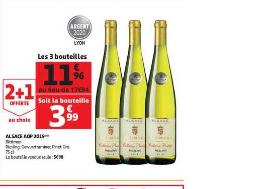 alsace aop 2019 rittiman riesling, gewurztraminer, pinot gris