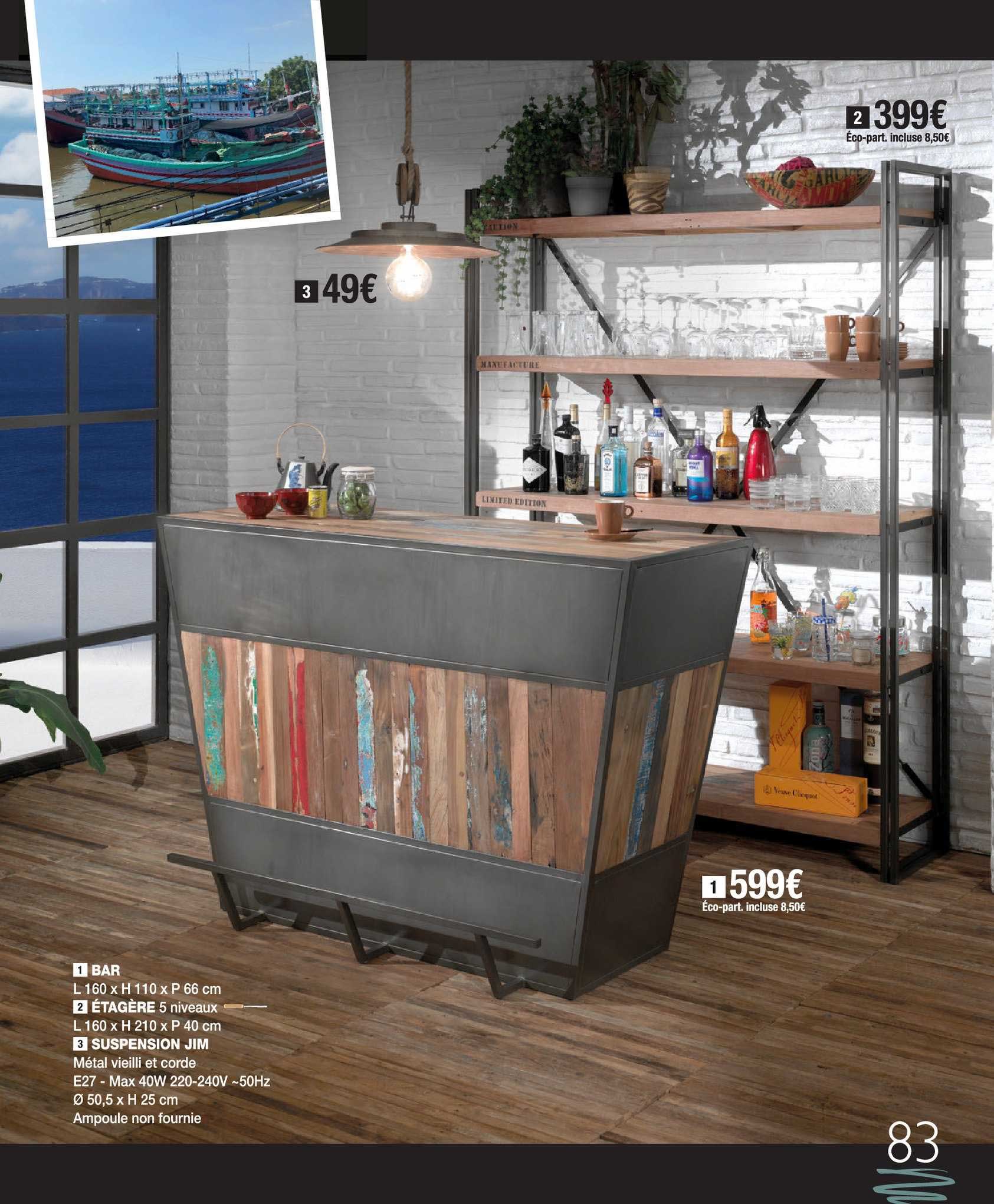 bar, étagère, suspension jim