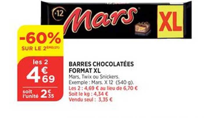 barres chocolatées format xl mars