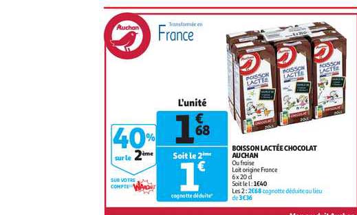 boisson lactée chocolat auchan