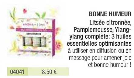 bonne humeur litsée citronnée pamplemousse ylang ylang complète 3 huiles essentielles optimisantes