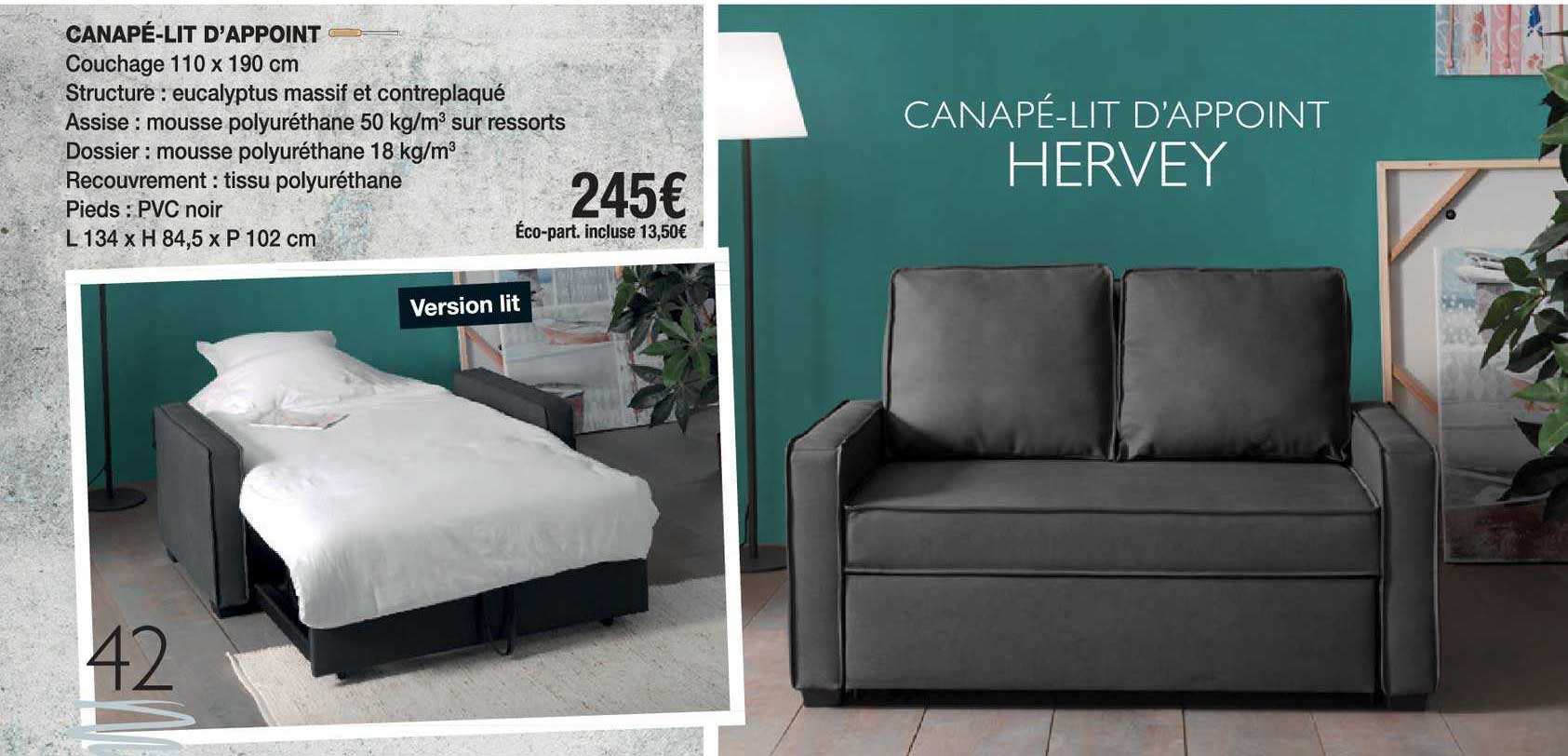 canapé-lit d'appoint hervey