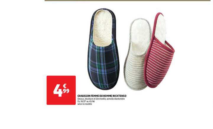 chausson femme ou homme in extenso