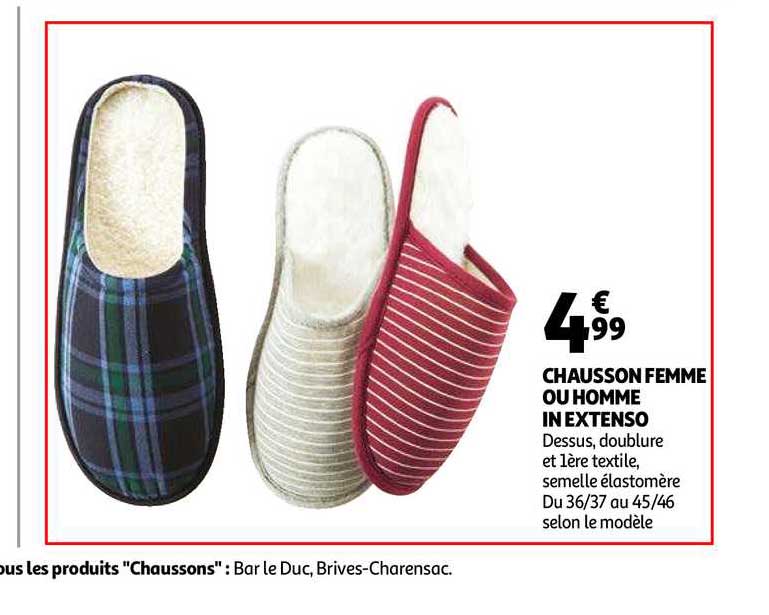 chausson femme ou homme in extenso