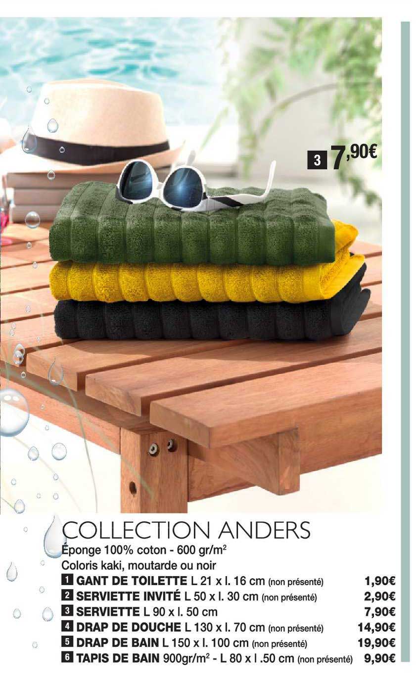 collection anders : gant de toilette, serviette invité, serviette, drap de douche, drap de bain, tapis de bain