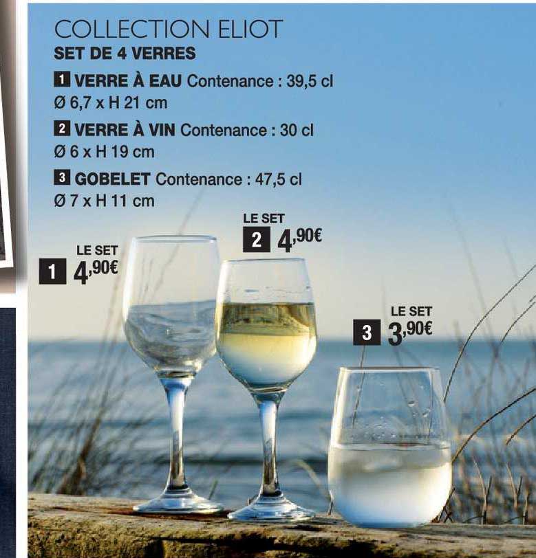 Collection Eliot : Verre à Eau, Verre à Vin, Gobelet