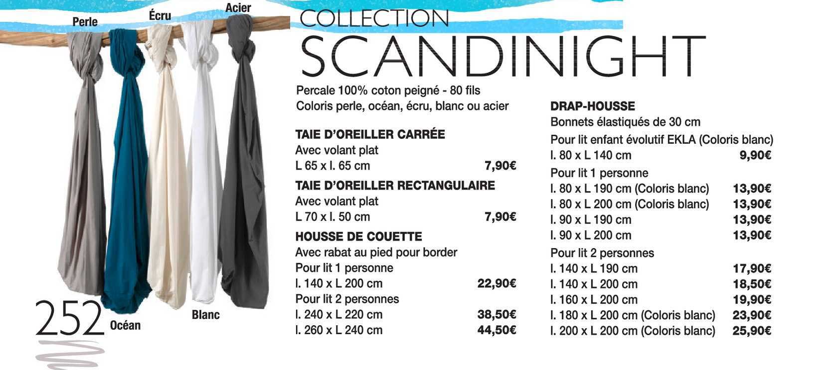 collection scandinight : taie d'oreiller carrée, taie d'oreiller rectangulaire, housse de couette, drap-housse