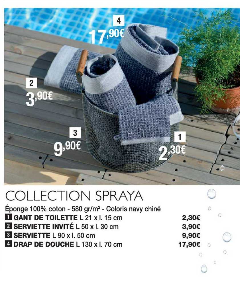 Collection Spraya : Gant De Toilette, Serviette Invité, Serviette, Drap De Douche