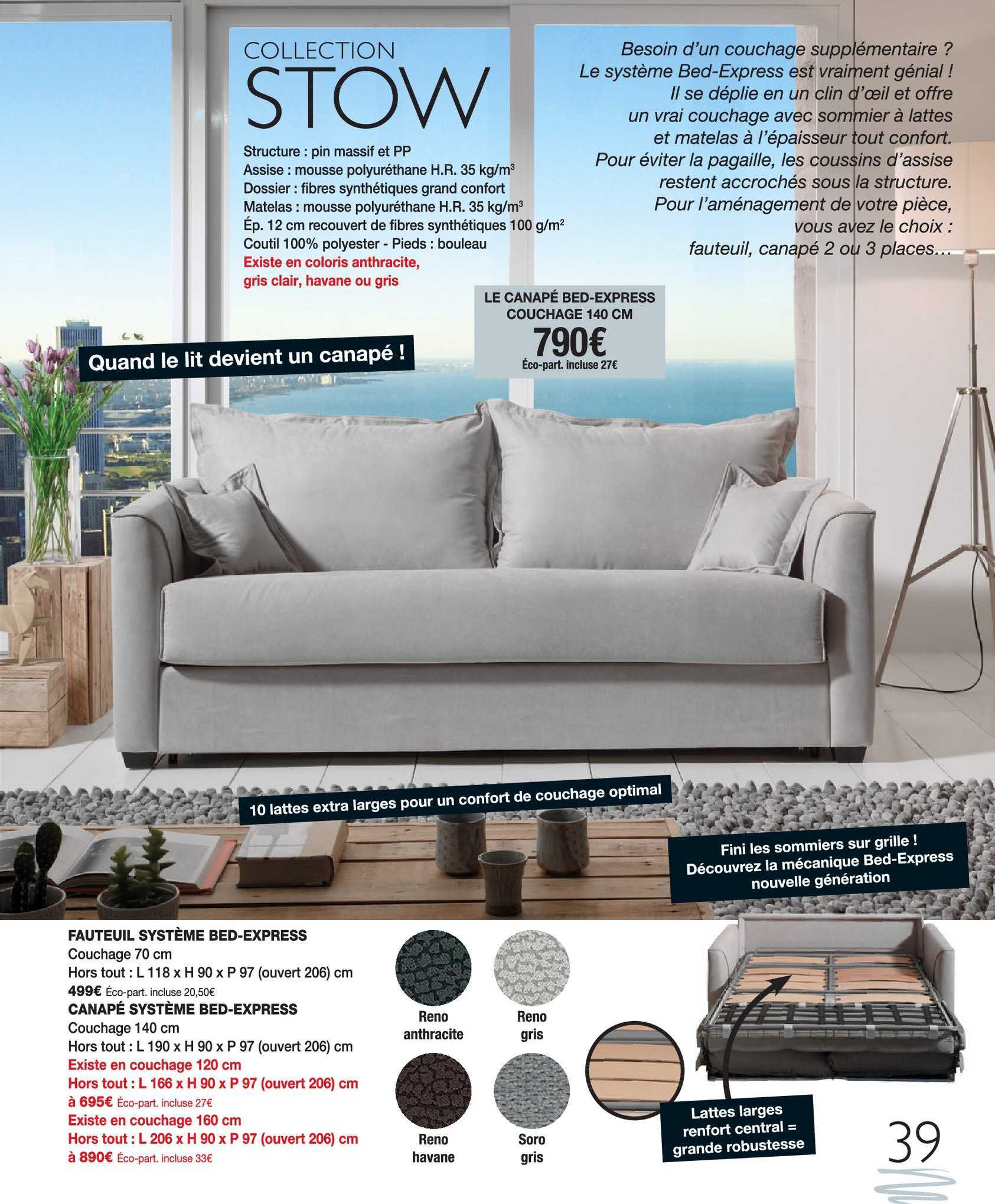 collection stow : fauteuil système bed-express, canapé système bed-express