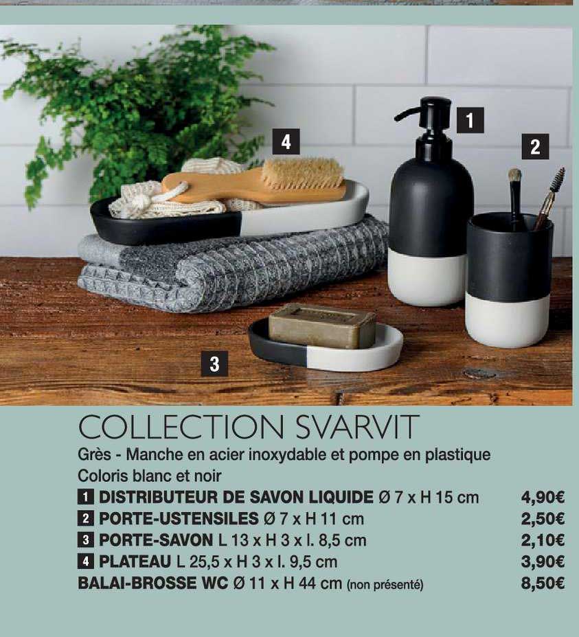 collection svarvit : distributeur de savon liquide, porte-ustensiles, porte-savon, plateau, balai-brosse wc