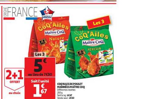 coq'ailes de poulet marinées maître coq