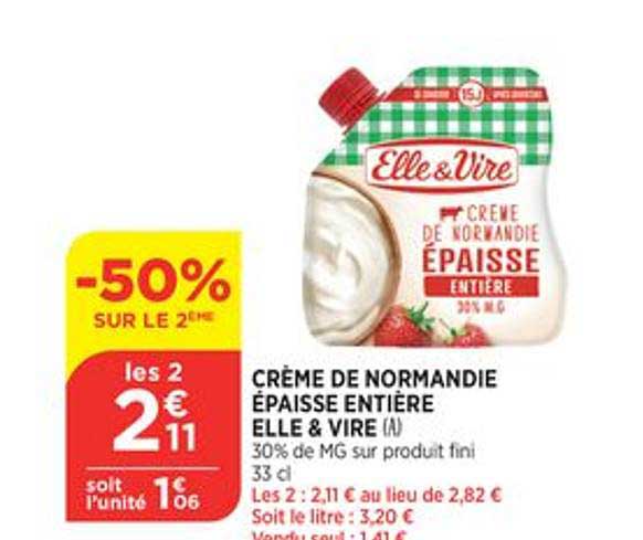 Crème De Normandie épaisse Entière Elle & Vire