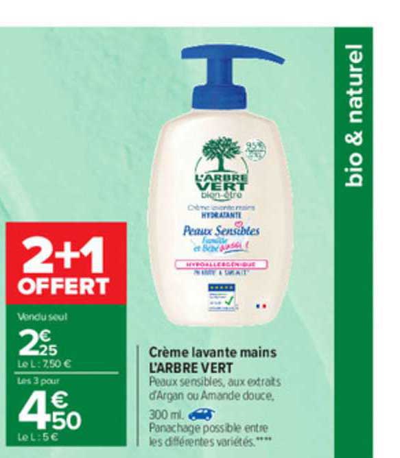 crème lavante mains l'arbre vert