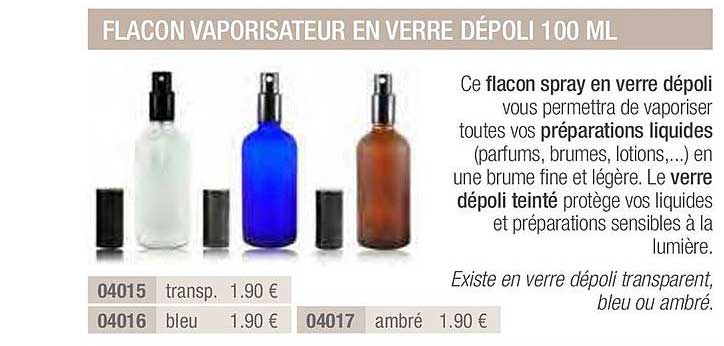 flacon vaporisateur en verre dépoli 100 ml