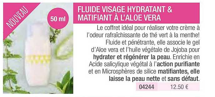 fluide visage hydratant & matifiant à l'aloe vera
