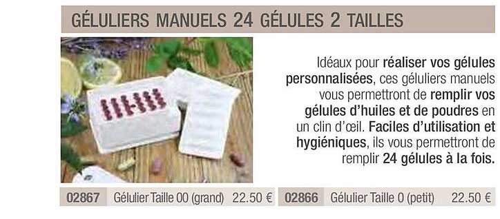 géluliers manuels 24 gélules 2 tailles