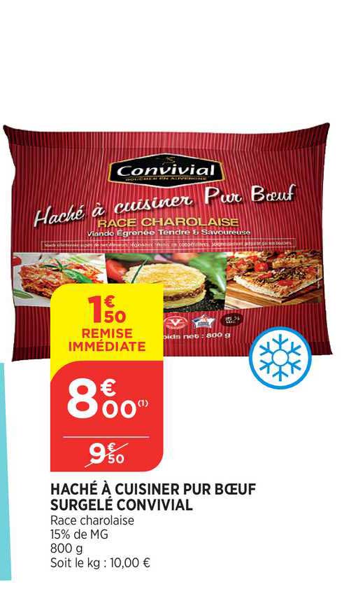 haché à cuisiner pur bœuf surgelé convivial