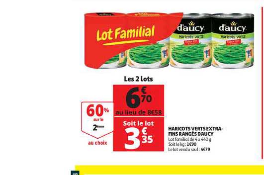 haricots verts extra-fins rangés d'aucy