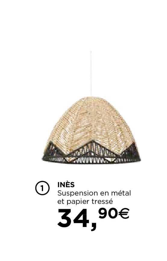 inès suspension en métal et papier tressé