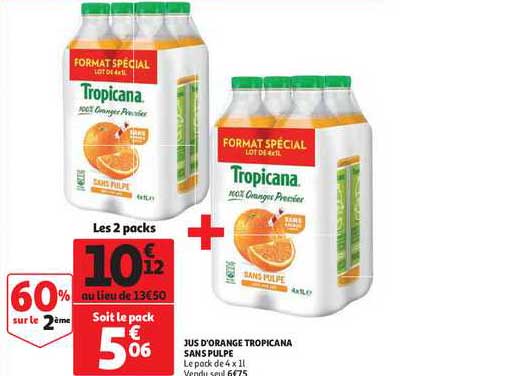 Jus D'orange Tropicana Sans Pulpe