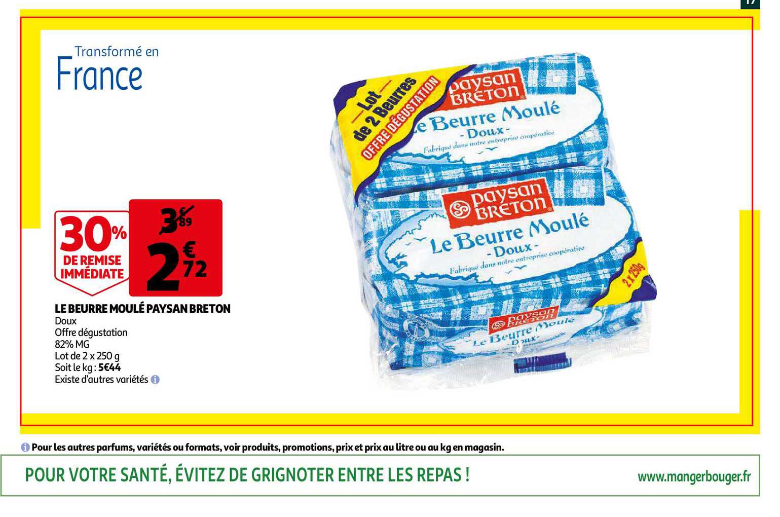 le beurre moulé paysan breton 30% de remise immédiate
