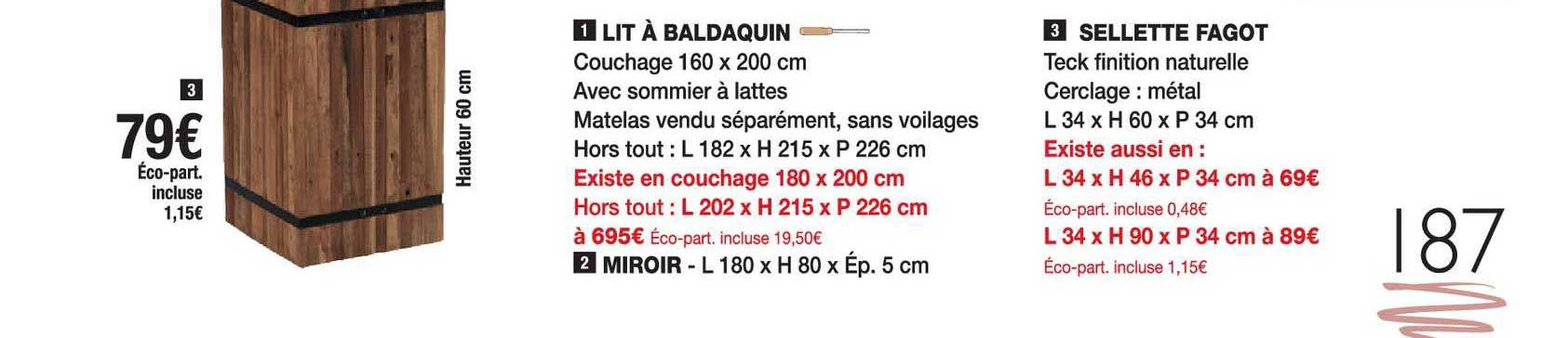 lit à baldaquin miroir sellette fagot
