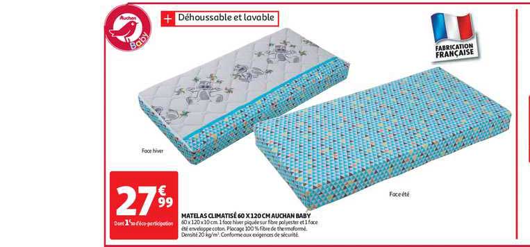 Matelas Climatisé 60 X 120 Cm Auchan Baby