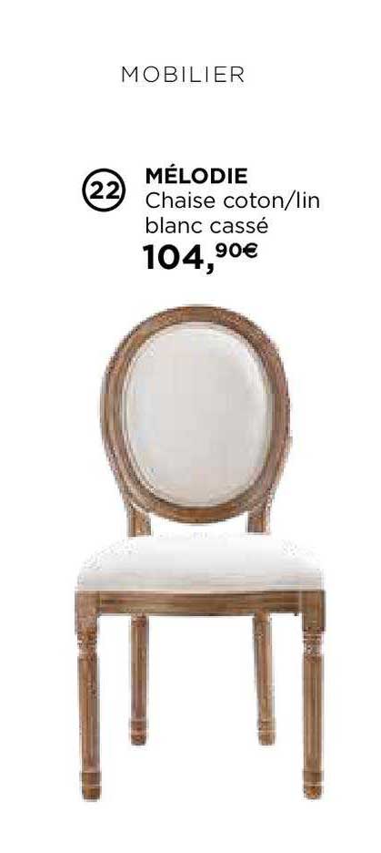 mélodie chaise coton lin blanc cassé