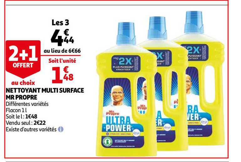 nettoyant multisurface mer propre 2+1 offert au choix
