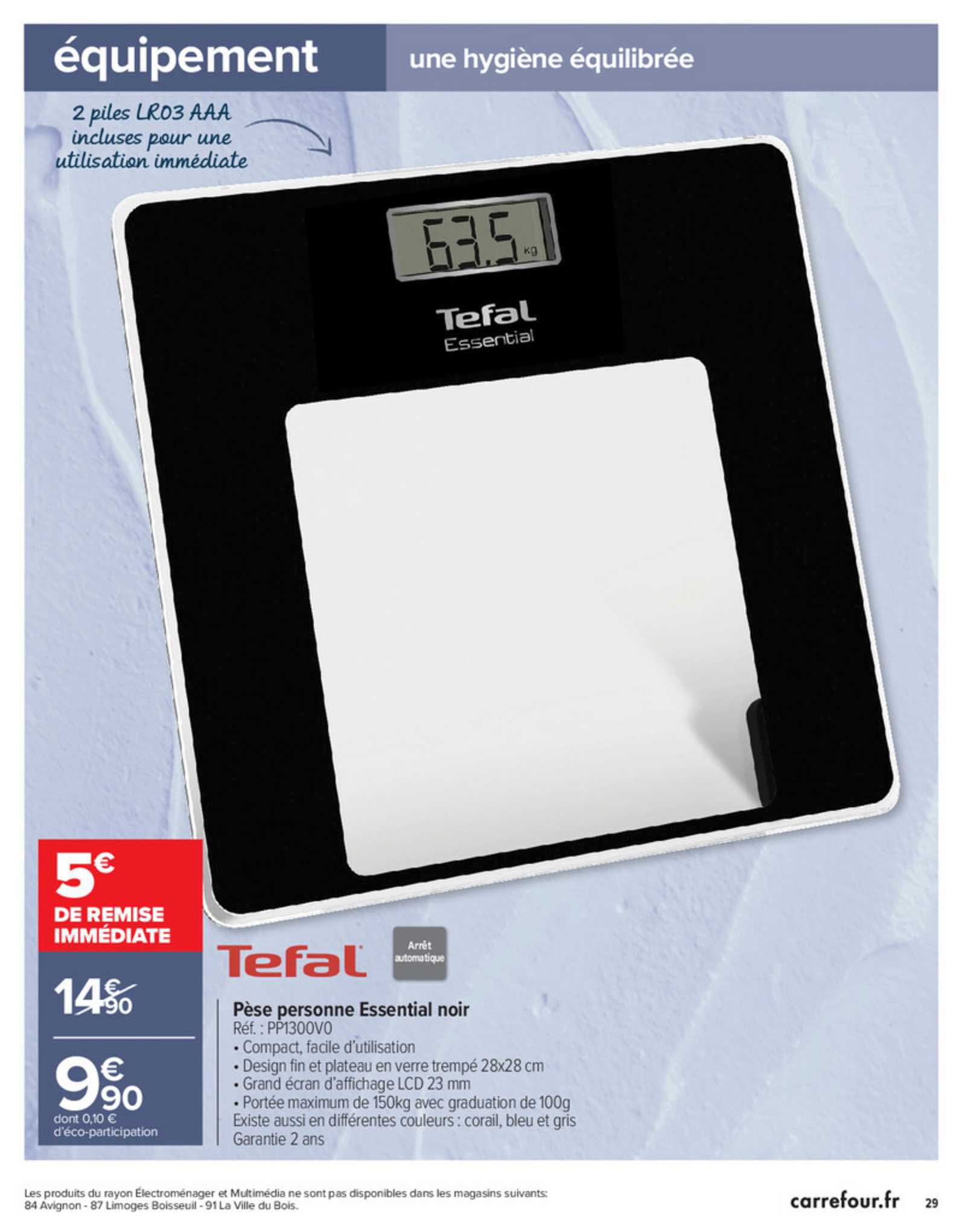 pèse personne essential noir tefal