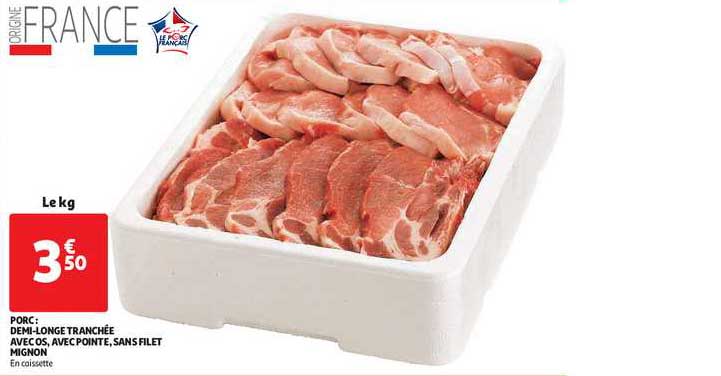 Porc : Demi-longe Tranchée Avec Os, Avec Pointe, Sans Filet Mignon