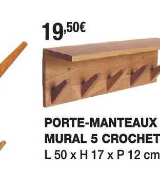porte-manteaux mural 5 crochet