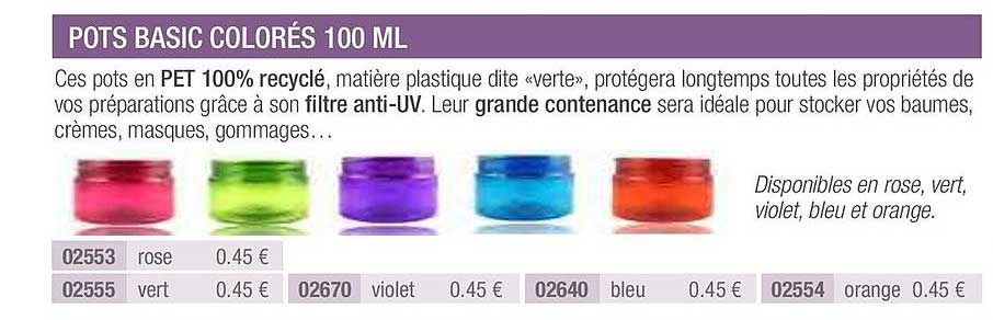 Pots Basic Colorés 100 Ml