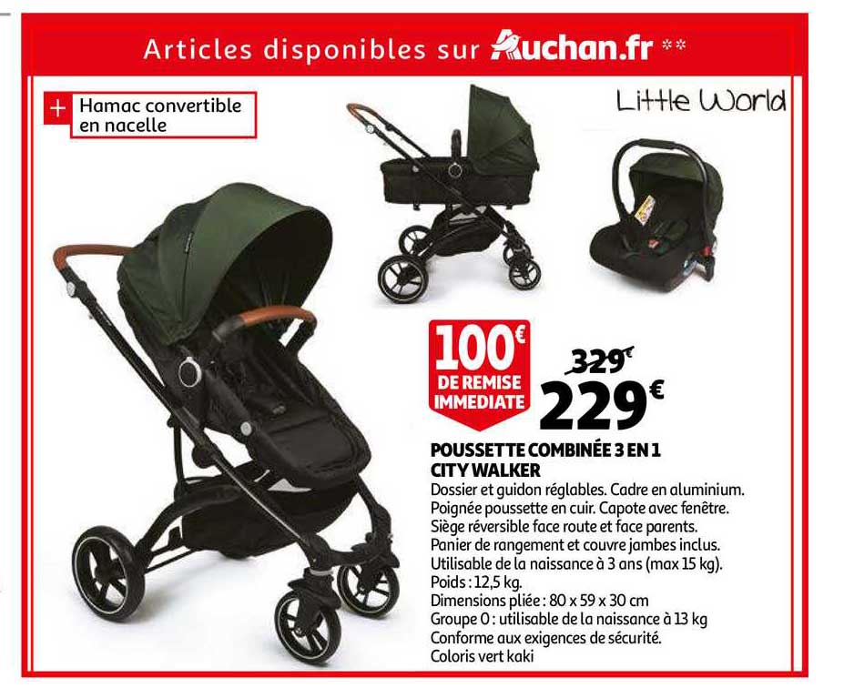 poussette combinée 3 en 1 city walker