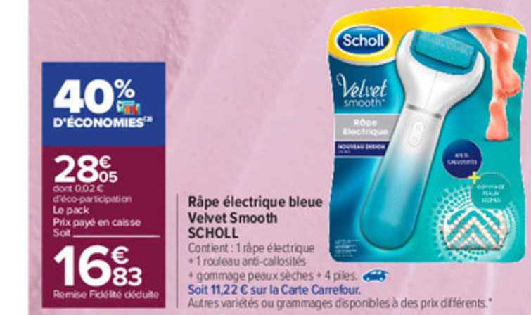 râpe électrique bleue velvet smooth scholl