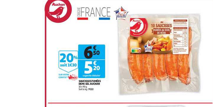 saucisses fumées demi-sel auchan
