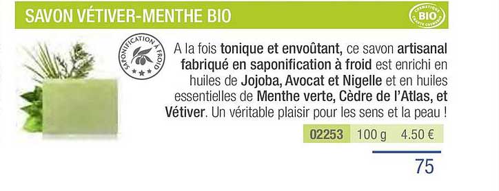 savon vétiver menthe bio