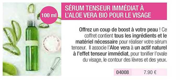 Sérum Tenseur Immédiat à L'aloe Vera Bio Pour Le Visage