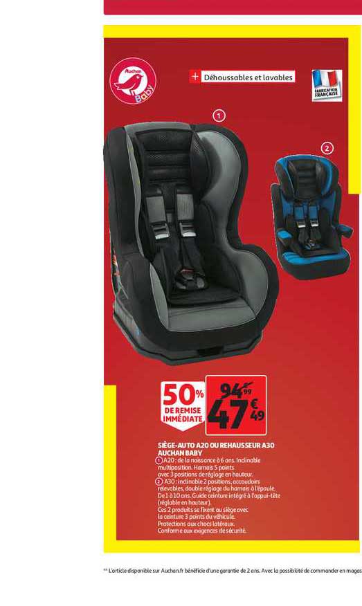 siège-auto a20 ou rehausseur a30 auchan baby