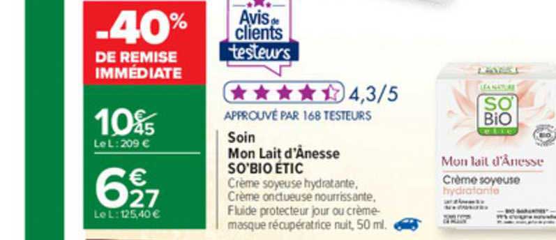 soin mon lait d'ânesse so'bio étic