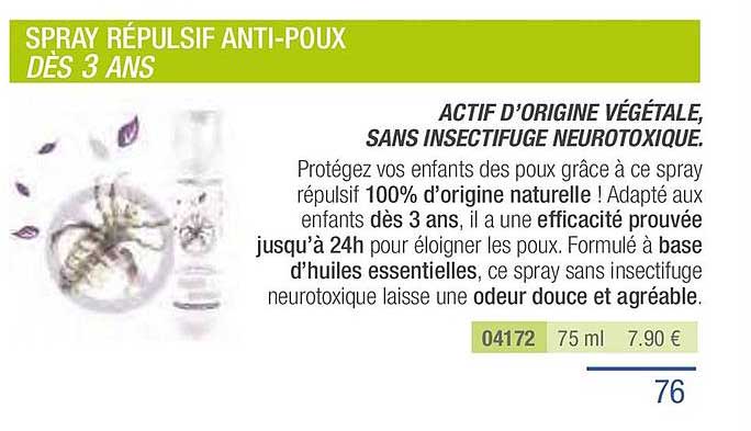 spray répulsif anti poux dès 3 ans