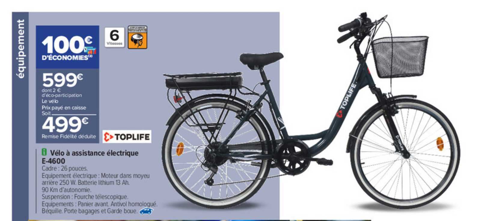 vélo à assistance électrique e-4600 toplife