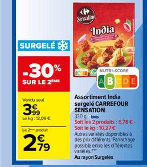 assortiment india surgelé carrefour sensation
