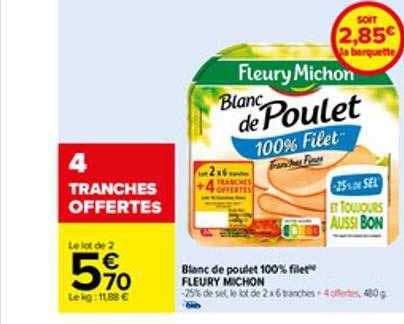 blanc de poulet 100% filet fleury michon