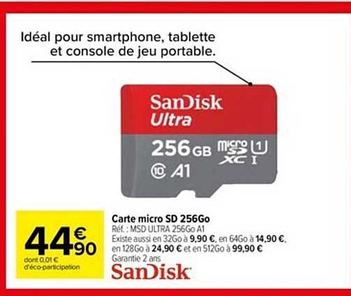 carte micro sd 256go sanDisk