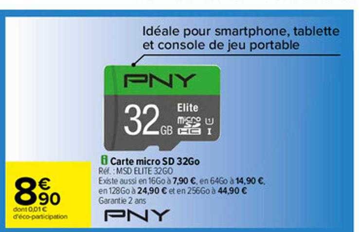 carte micro sd 32go pny