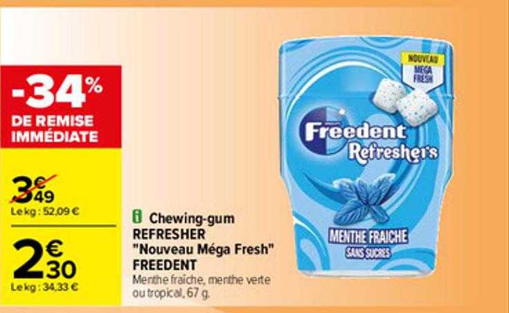 chewing-gum refresher "nouveau méga fresh" freedent