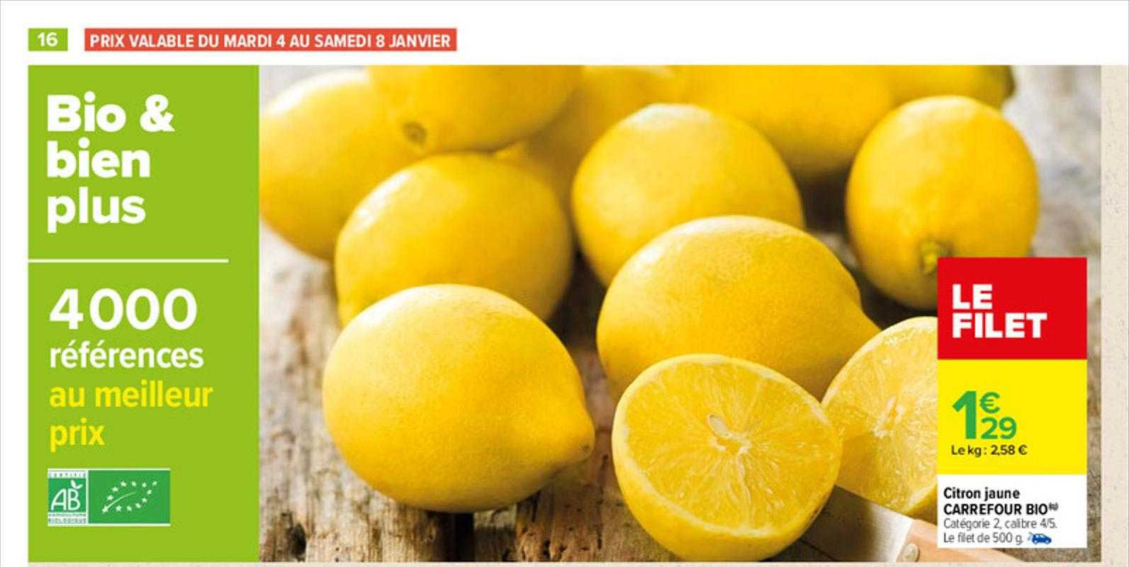 Citron Jaune Carrefour Bio