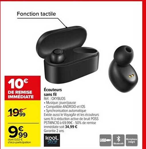 écouteurs sans fil kool star