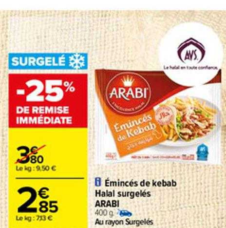 émincés de kebab halal surgelés arabi